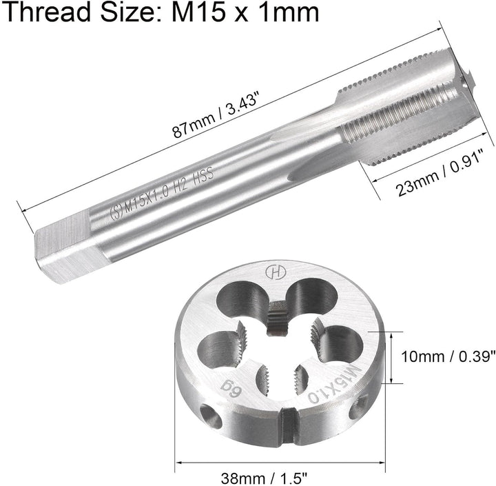 sourcing map M15 x 1 mm Metrisches Gewindebohrer- und Schneideisen-Set, Maschinengewinde-Gewindebohr
