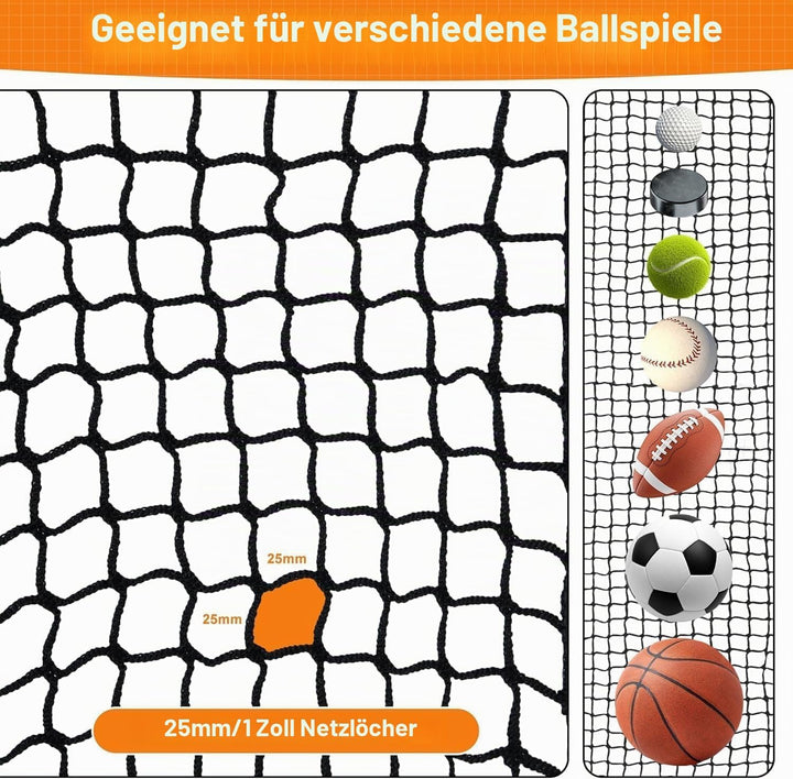 Ballfangnetz XxXM Schwarz Polyester Golf-Übungsnetz mit Verstärkten Ösen | Robustes Trainingsnetz f