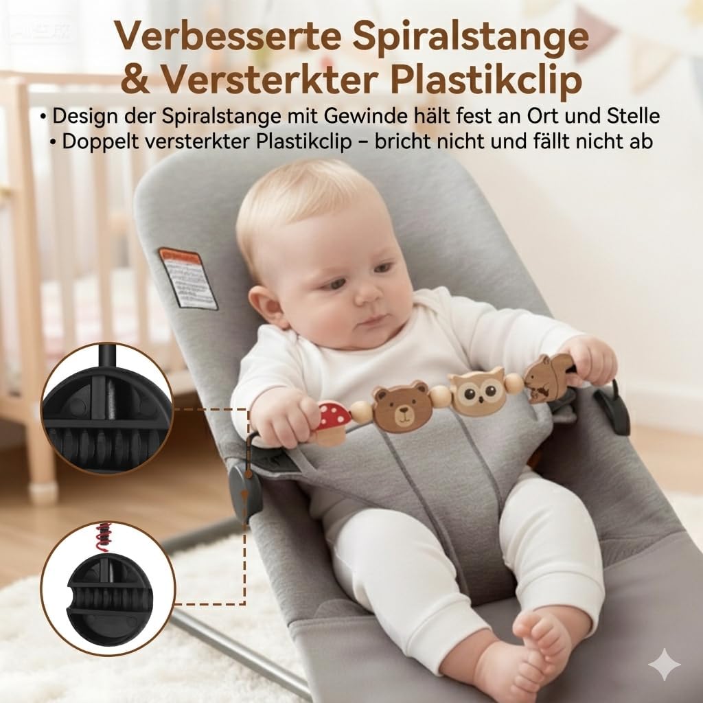 Spielzeug für Babywippe, kompatibel mit Baby Björn Bouncer Balance Soft &amp; Bliss, drehbare Holzspielz