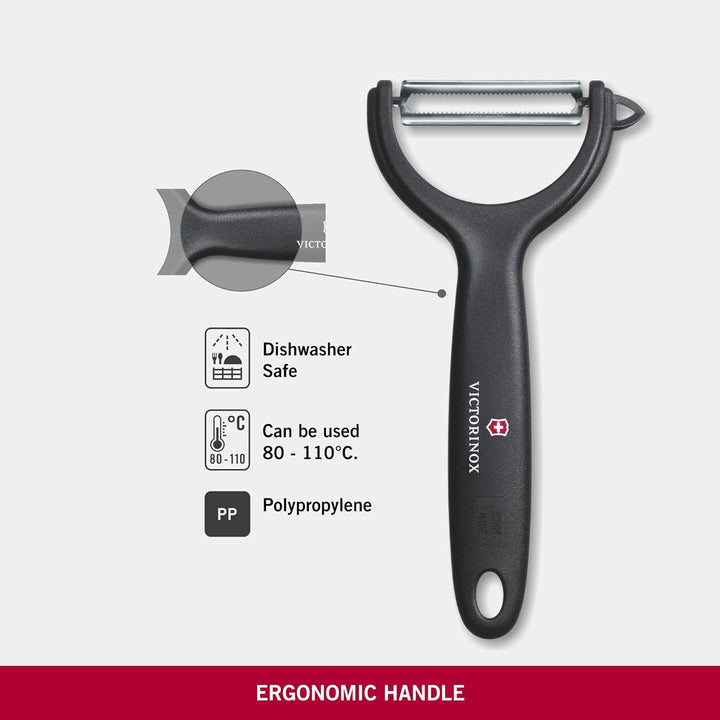 Victorinox Peeler Sparschäler, Gemüseschäler, Extra scharf, Zackenschliffklinge/Zweischneidig, Ergon