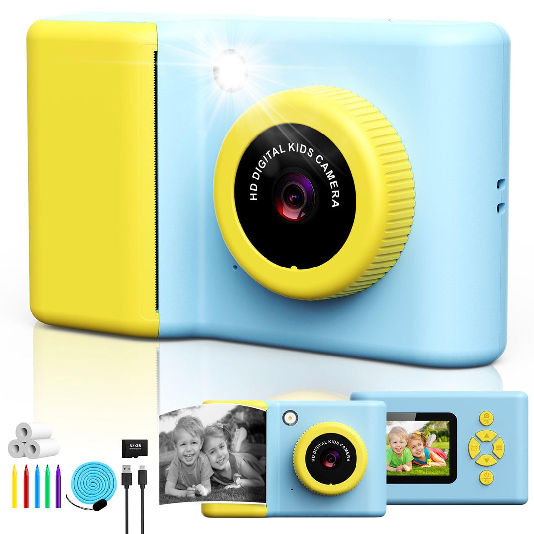 uleway Kinderkamera Sofortbildkamera, 2,4 Zoll Bildschirm Kinder Kamera mit 32G Karte und Fotopapier