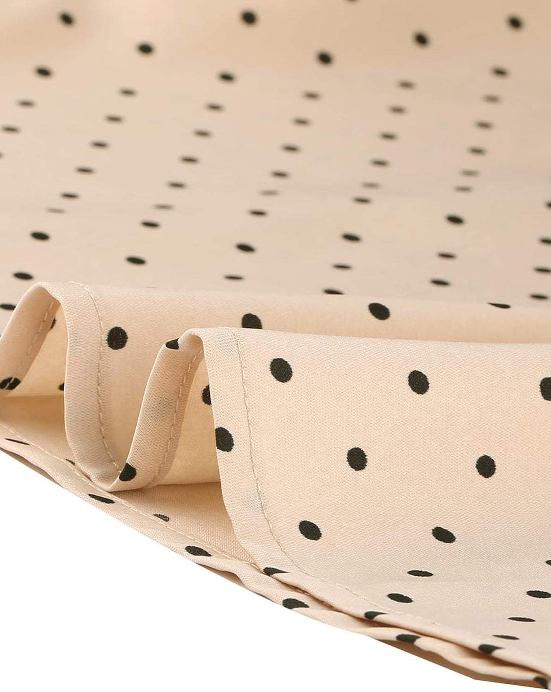 Allegra K Damen Kurzarm Bubikragen Punkte Oberteil Vintage Polka Dots Elegant Top Bluse M Dunkelbeig