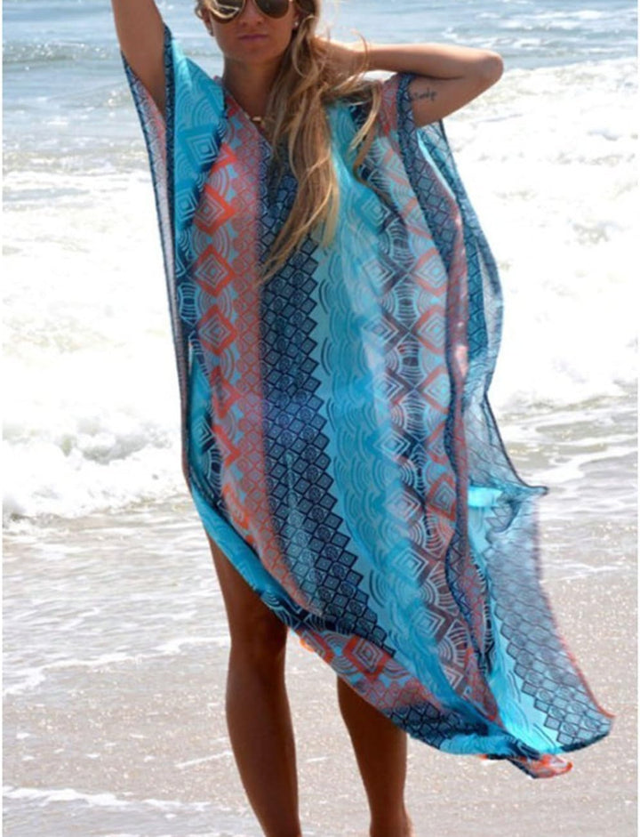 Bsubseach Damen Beachwear Türkische Kaftans Lange Strandkleid Caftan Beach Dress B-blau, B-blau
