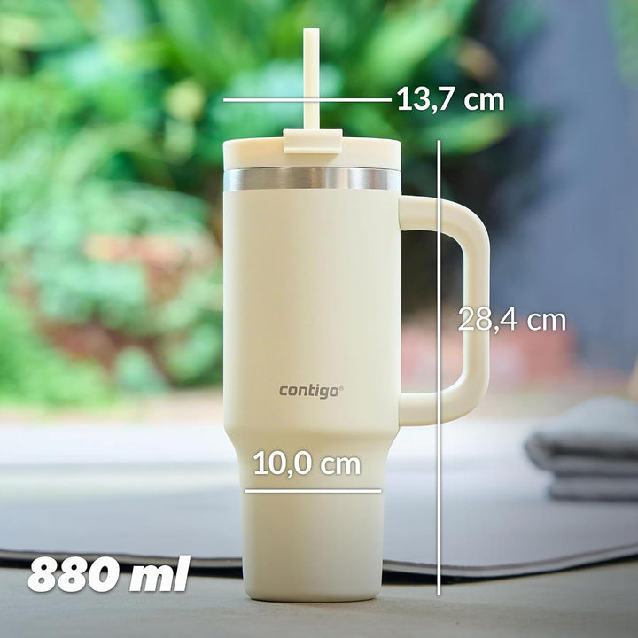 Contigo Tumbler | Thermosflasche mit Henkel und Strohhalm | 880 ml