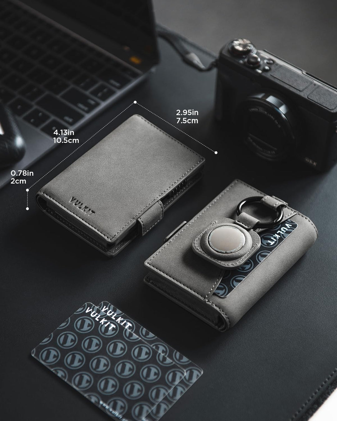 VULKIT Kreditkartenetui mit Airtag-Halter, RFID-blockierendes Kartenetui aus Metall, Magnetverschlus