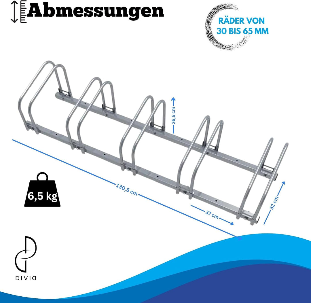DIVID® Fahrradständer für Fahrräder, Mehrfachständer, 37cm Abstand zwischen den Rädern,Boden oder Wa