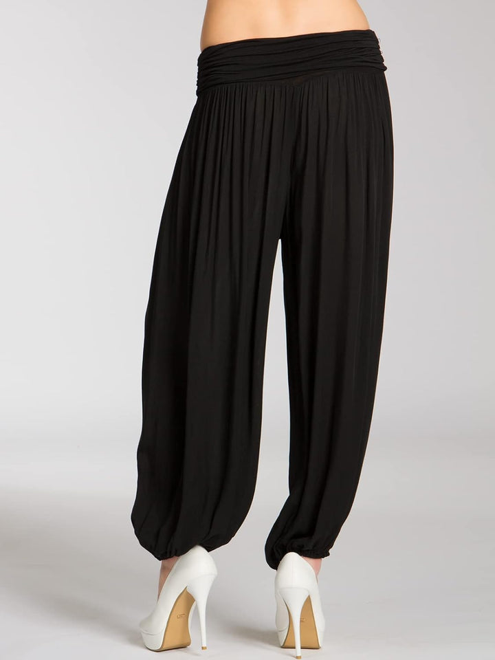Caspar KHS035 leichte Damen Sommer Haremshose, Farbe:schwarz, Mode Grösse:40