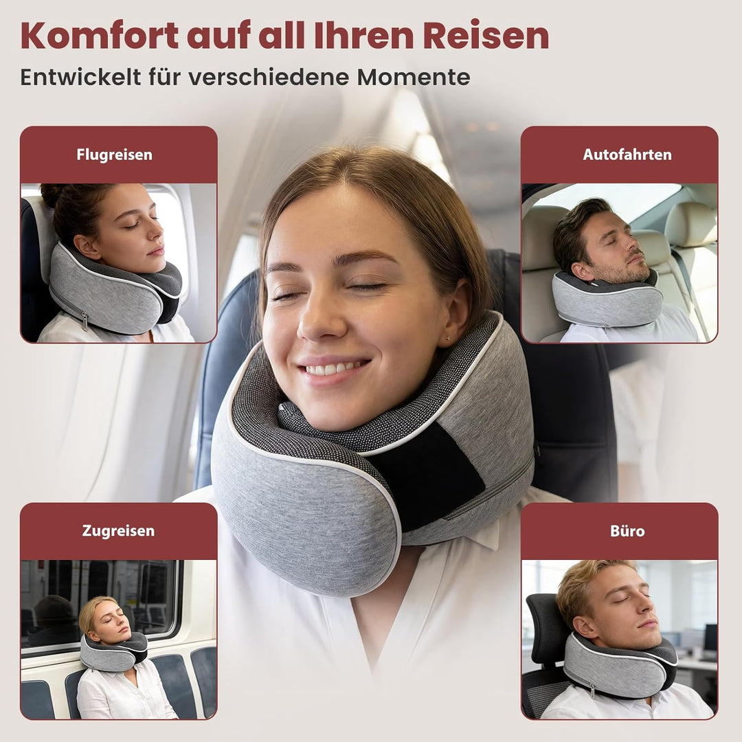 COSYLAND Nackenkissen Flugzeug & Auto - 360° Support Memory Foam Reisekissen Verstellbar - Ergonomis
