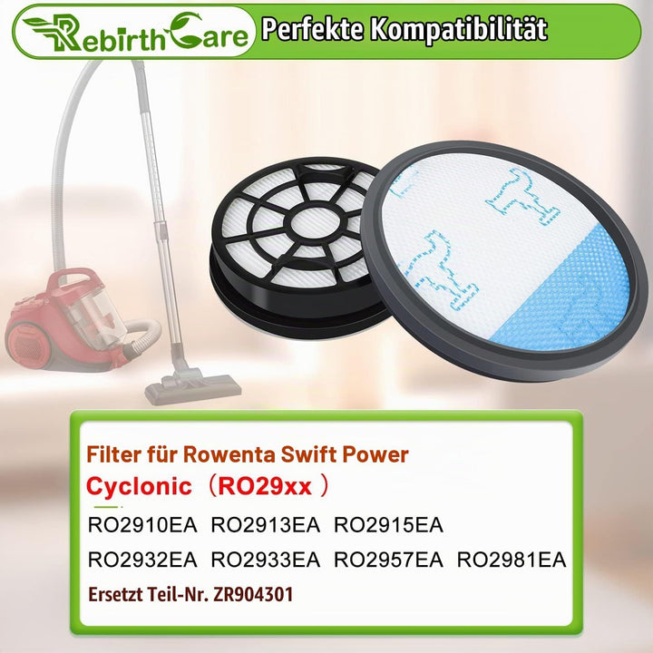 Rebirthcare 3 Pack HEPA Filterset für Rowenta Swift Power Cyclonic RO29xx Staubsauger Filter RO2910E