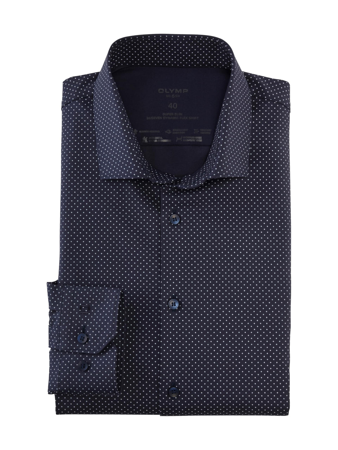 OLYMP Herren Businesshemd No. Six 24/Seven,Rotationsdruck,super Slim,Modern Kent 37 Dunkelblau, 37 D