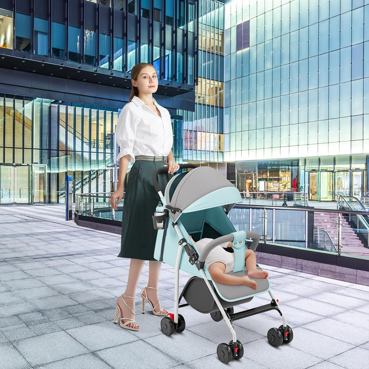 Kinderwagen Buggy Liegefunktion, Leichter 4-Rad Buggy ab 0–4 Jahre, Verstellbare Rückenlehne, Klein
