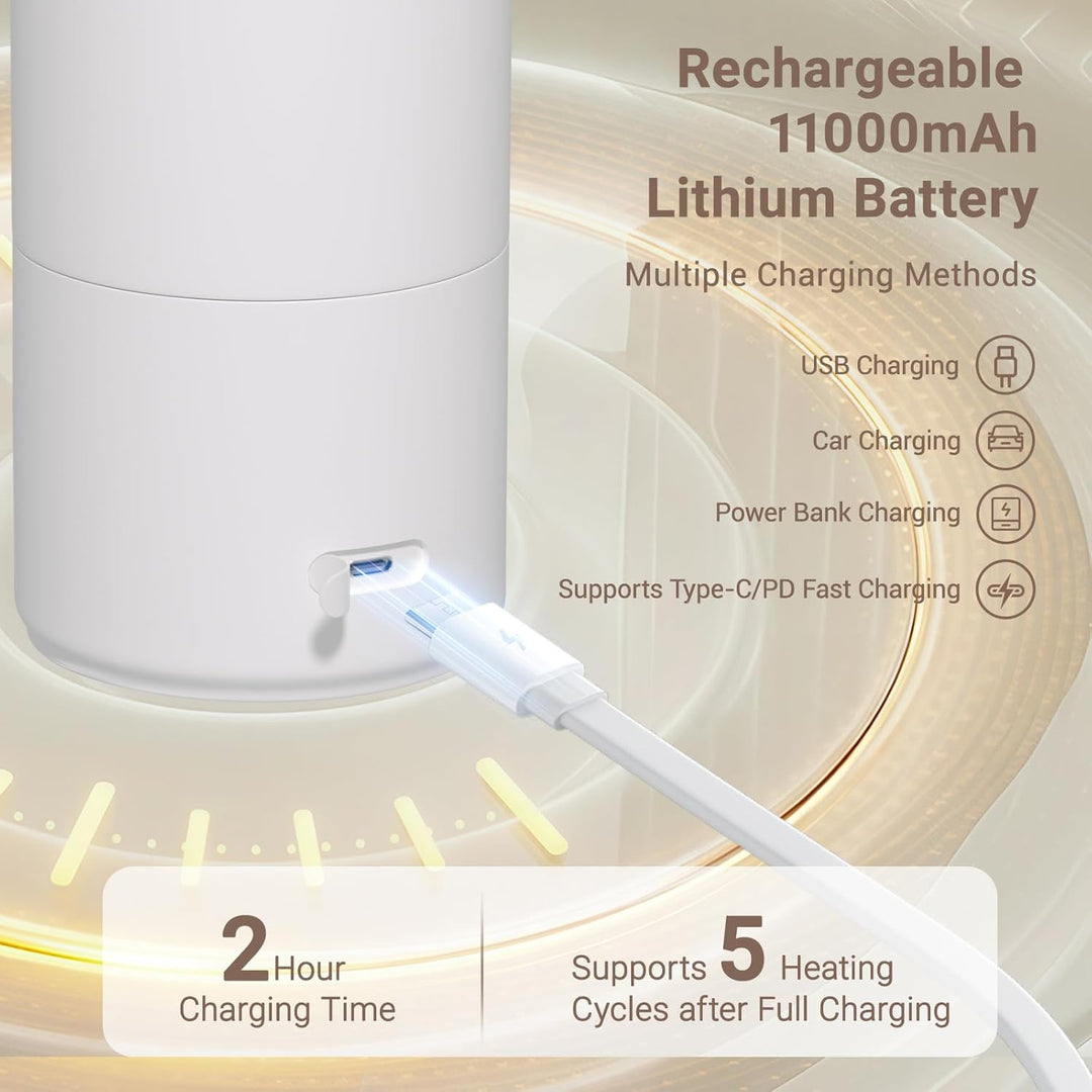 Tragbarer Flaschenwärmer, wiederaufladbarer elektrischer Schnellheiz-Milchwärmer (500 ml) mit LED-An