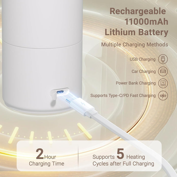 Tragbarer Flaschenwärmer, wiederaufladbarer elektrischer Schnellheiz-Milchwärmer (500 ml) mit LED-An