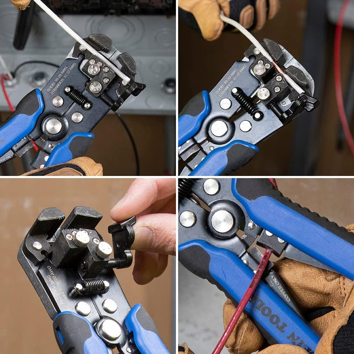KLEIN TOOLS Abisolierzange und Schneider, selbstnachstellend Blau/Schwarz, Blau/Schwarz