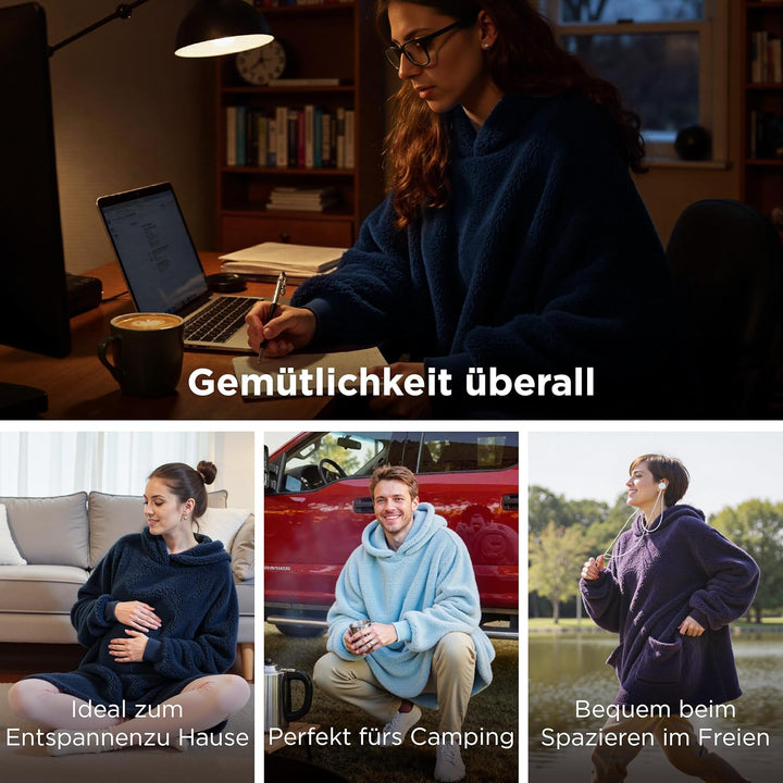 BEDSURE Hoodie Decke mit Ärmeln Deckenpullover - Tragbare Decke zum Anziehen Erwachsene XXL, Übergro