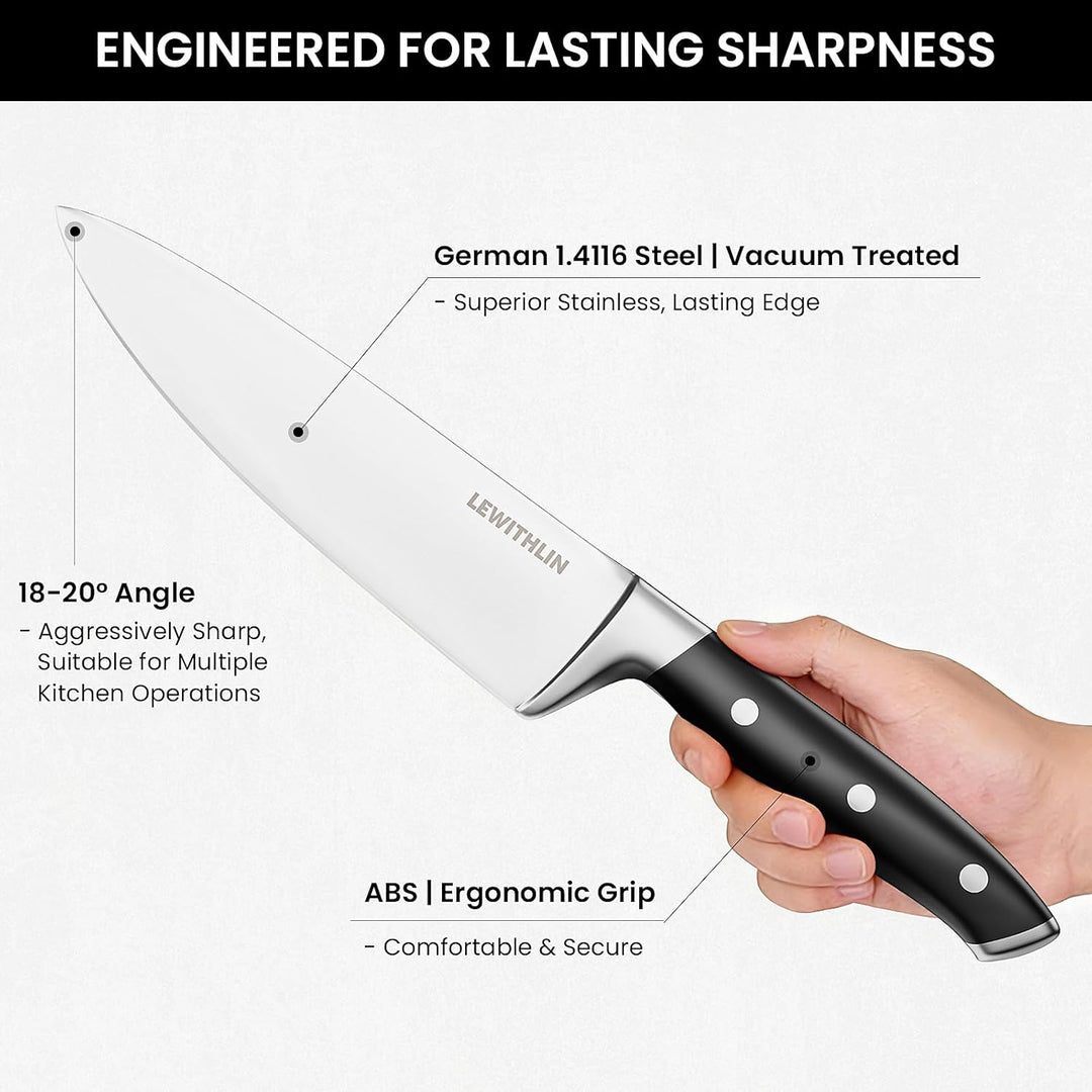 Kochmesser 20cm Profi Küchenmesser Messer Scharf Deutsch 1.4116 Edelstahl Chefmesser Tranchiermesser