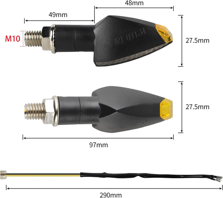 EXLECO 4Pcs LED Motorrad Blinker DC 12V 14LED Micro Blinker Wasserdicht M10 Universal Mini Blinker S