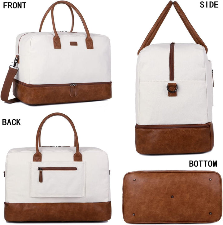 Damen Segeltuch Reisetasche Wochenendtasche Canvas Travel Duffel Weekender Tasche Handgepäck mit Sch