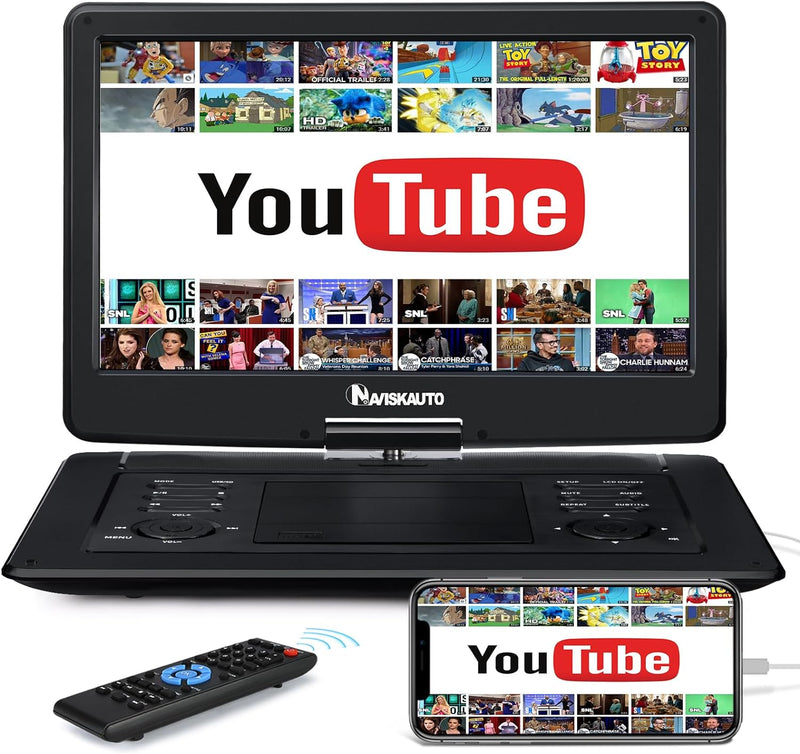 NAVISKAUTO Blu Ray Auto DVD Player 2 Monitore Mit 4 Stunden Akku 2 Kopfhörern HDMI IN, tragbarer Blu
