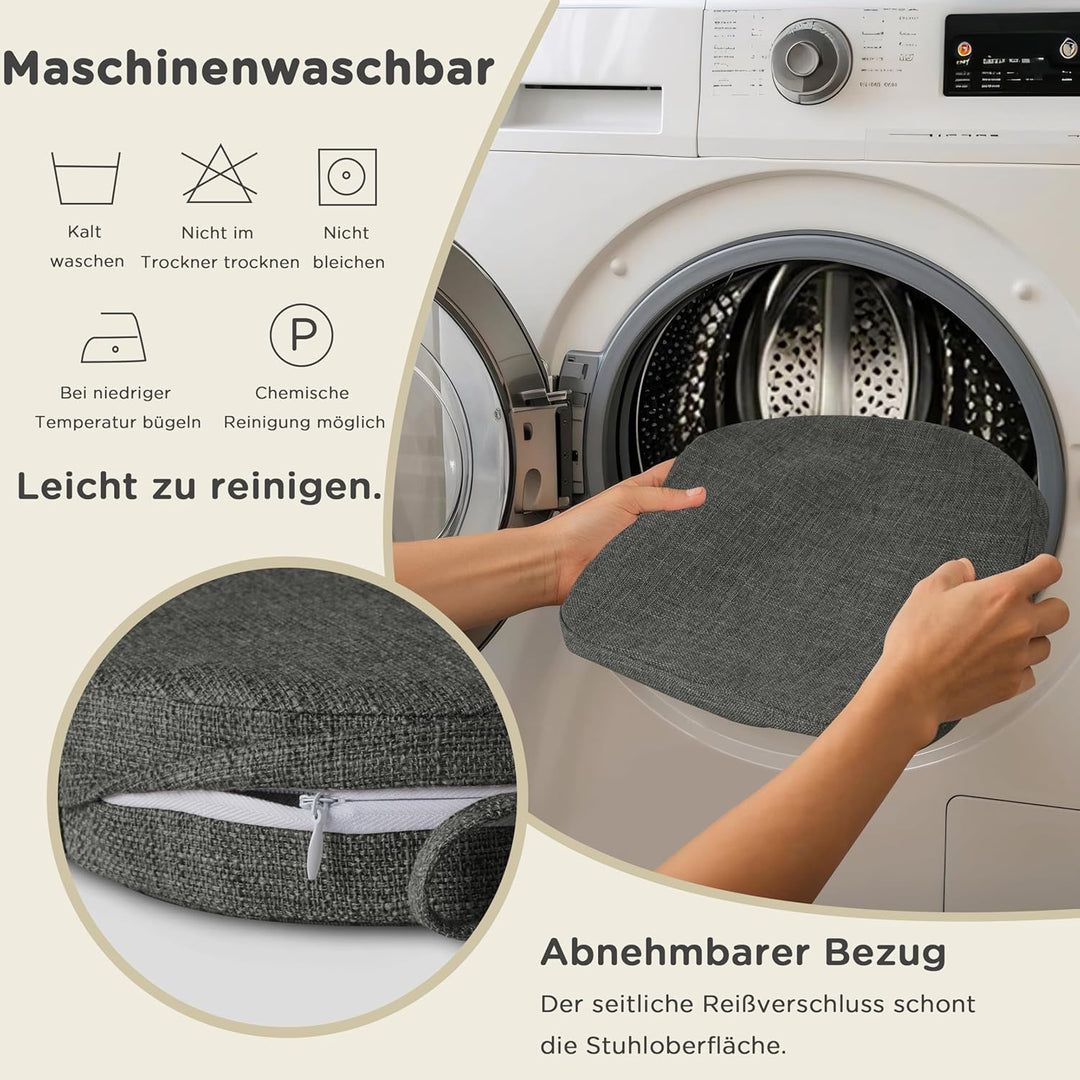 AddGrace 4er-Set Stuhlkissen für Metallstühle, 35x35 Sitzkissen mit Bändern – rutschfeste, Dicke Sit