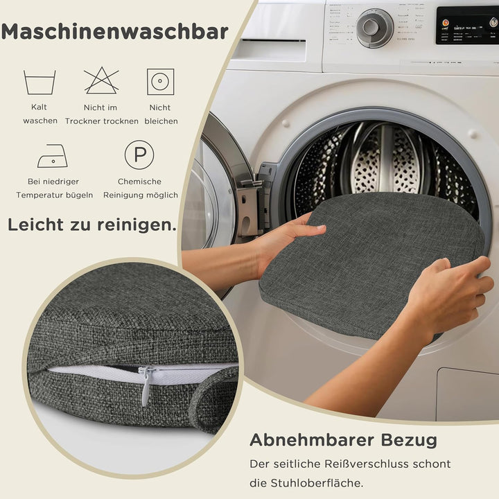 AddGrace 4er-Set Stuhlkissen für Metallstühle, 35x35 Sitzkissen mit Bändern – rutschfeste, Dicke Sit