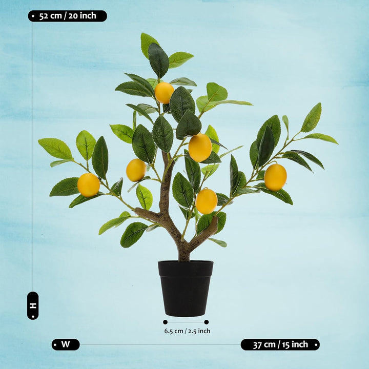 Gresorth 51cm Künstliche Gelb Zitrone Bäume Gefälschten Haushalt Grün Pflanzen Früchte Deko mit Plas