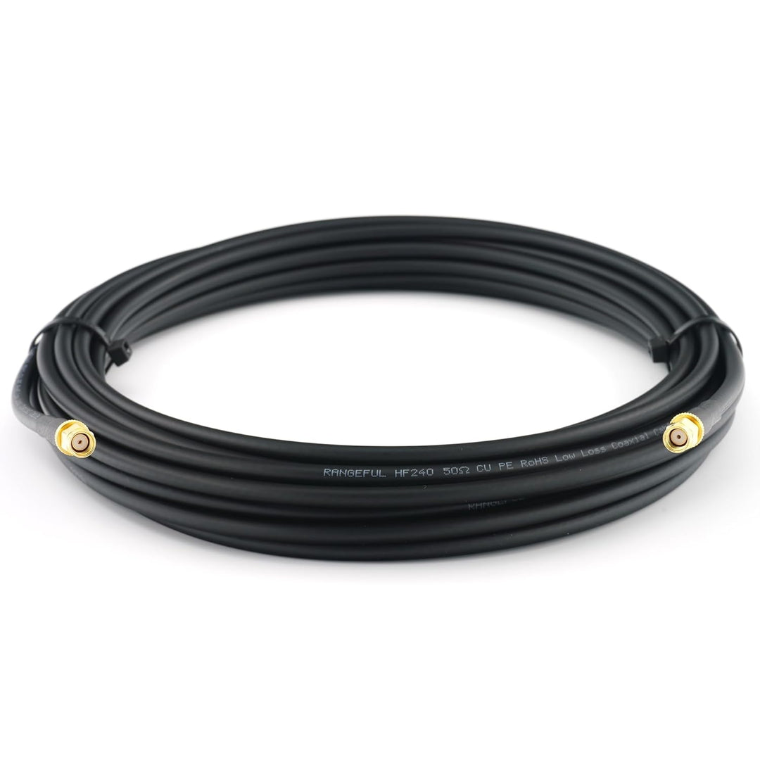 15m RP-SMA Stecker auf RP-SMA Stecker Koaxialkabel — 15 Meter Verlustarmes HF-240 (LMR 240 Äquivalen