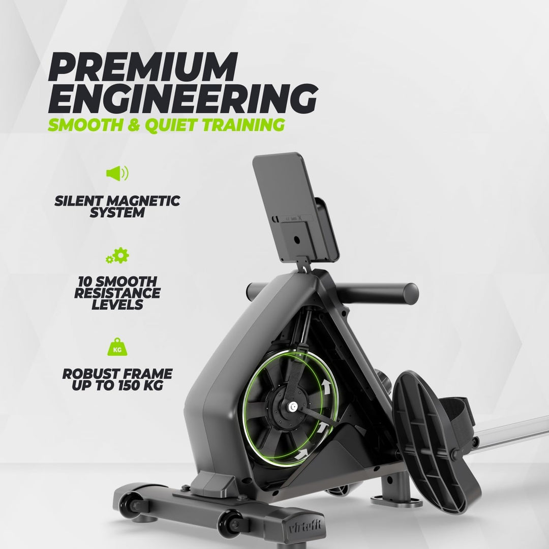 VirtuFit Row450 Rudergerät – Klappbar & Leicht – Transportrollen – Platzsparend Fitnessgerät für Zuh