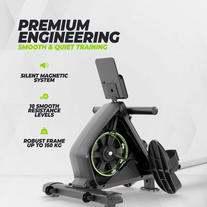 VirtuFit Row450 Rudergerät – Klappbar & Leicht – Transportrollen – Platzsparend Fitnessgerät für Zuh