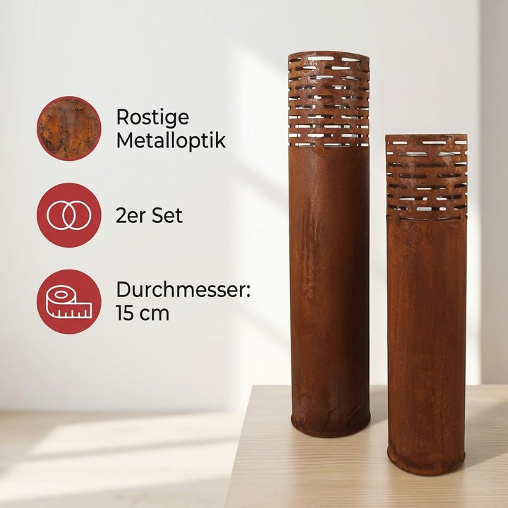 Windlicht Rost-Säule, im 2er Set