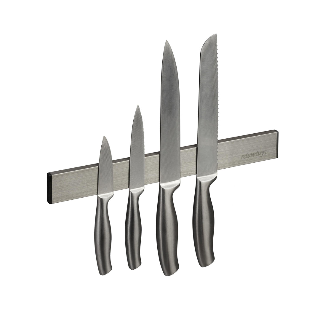 Relaxdays Magnetleiste Edelstahl, selbstklebend, 30 cm lang, Wand Magnetschiene für Messer & Werkzeu
