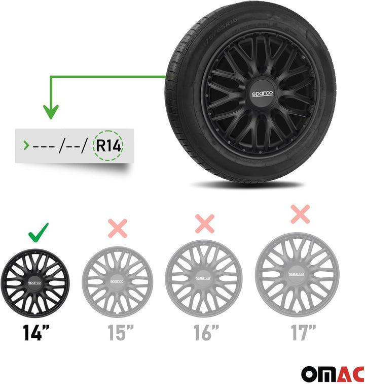 Sparco SPC1496BK Set Wheel Covers Roma 14-inch Black, Pulgadas ROMA 14 zoll SCHWARZ, ROMA 14 zoll SC