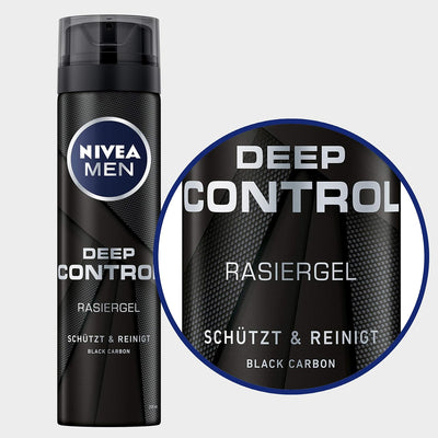 NIVEA MEN Deep Control Rasiergel im 6er Pack (6 x 200 ml), Rasiergel für eine angenehme Rasur, Rasie