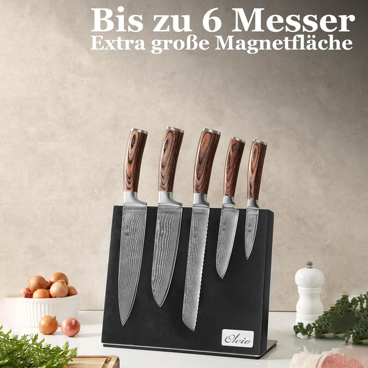 Oleio Magnetischer Messerhalter aus Akazienholz - Hochwertiger Messerblock mit starkem Magnet, Edels