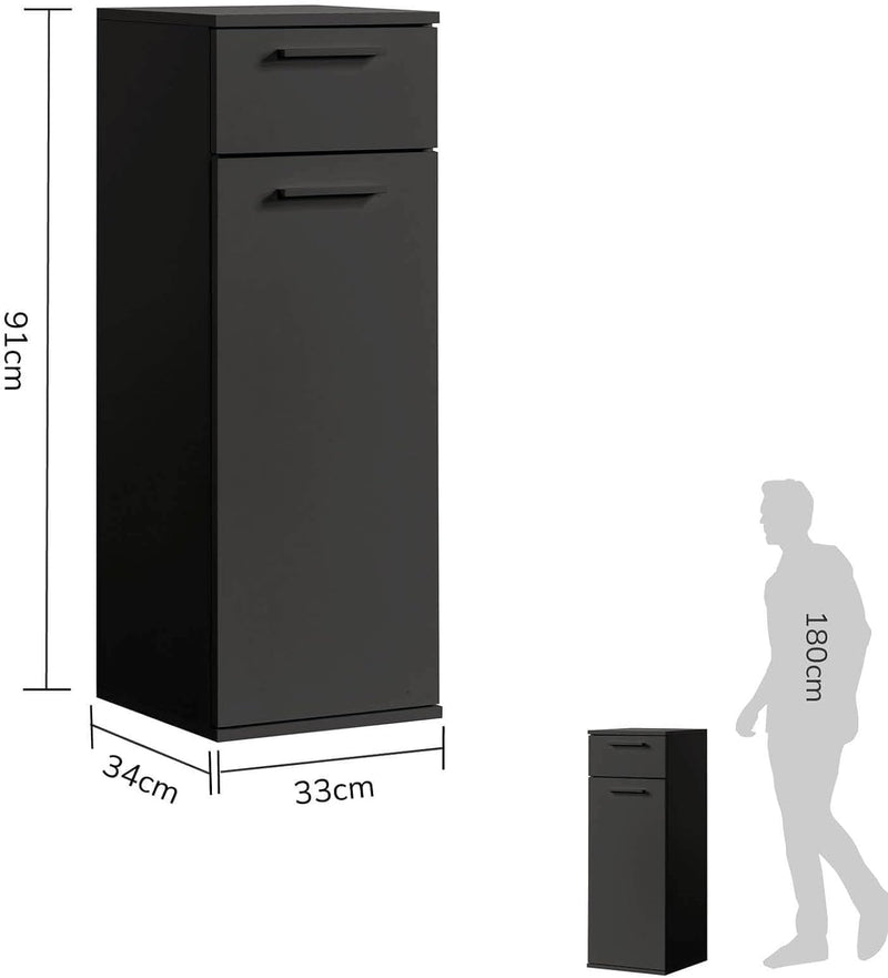 mokebo® Bad-Beistellschrank schmal Anthrazit, Schwarz &