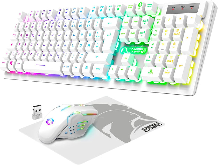 EMPIRE GAMING - Armor RF800 Wireless Wiederaufladbare Gaming Tastatur und Maus Set QWERTZ (DE-Layout