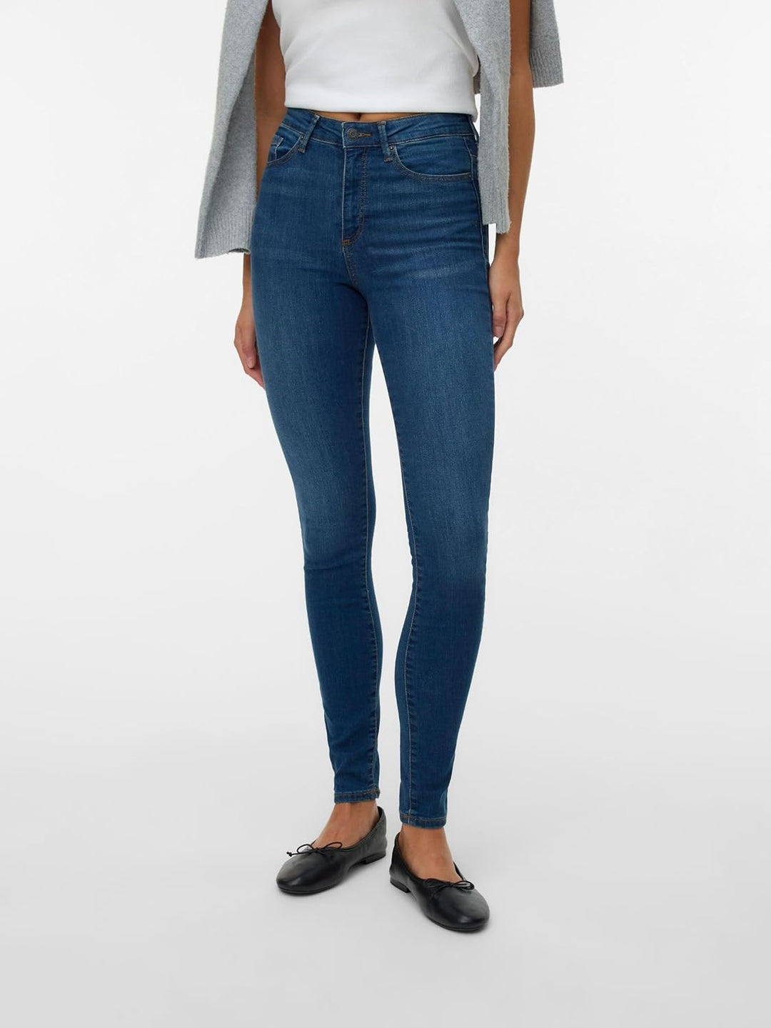 VERO MODA Female Skinny Jeans VMSOPHIA Hohe Taille Skinny Fit Jeans, Medium Blue Denim