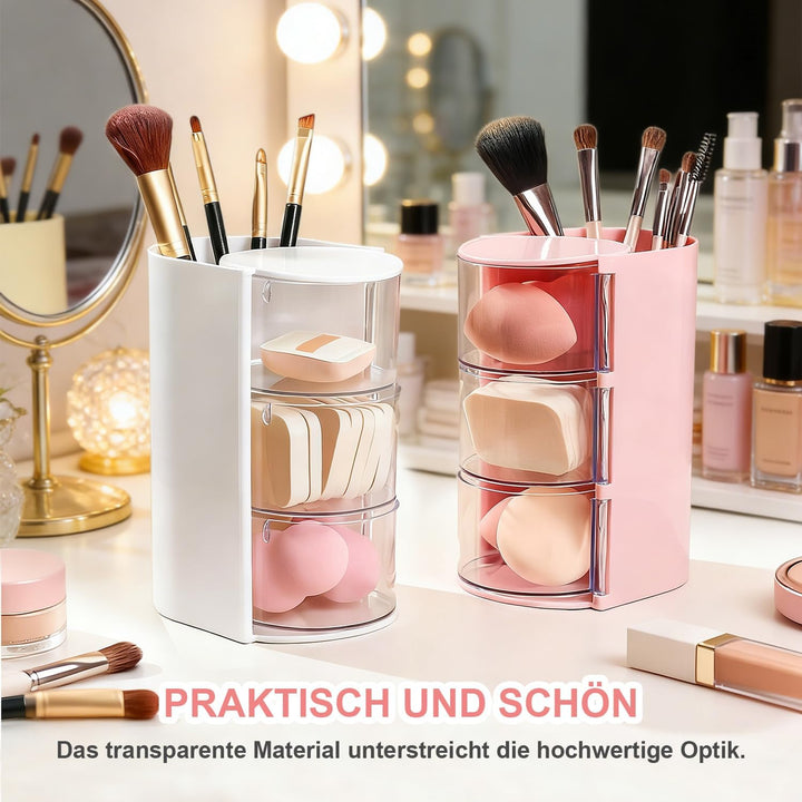 Schminktisch Organizer Haargummi Aufbewahrung 180°Dreh Kosmetik Organizer Schmuck 2Stk 3 Lagig Make