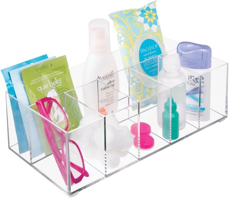mDesign Kosmetik Organizer – Aufbewahrungsbox mit sechs Fächern für Make-up, Nagellack und Beautypro