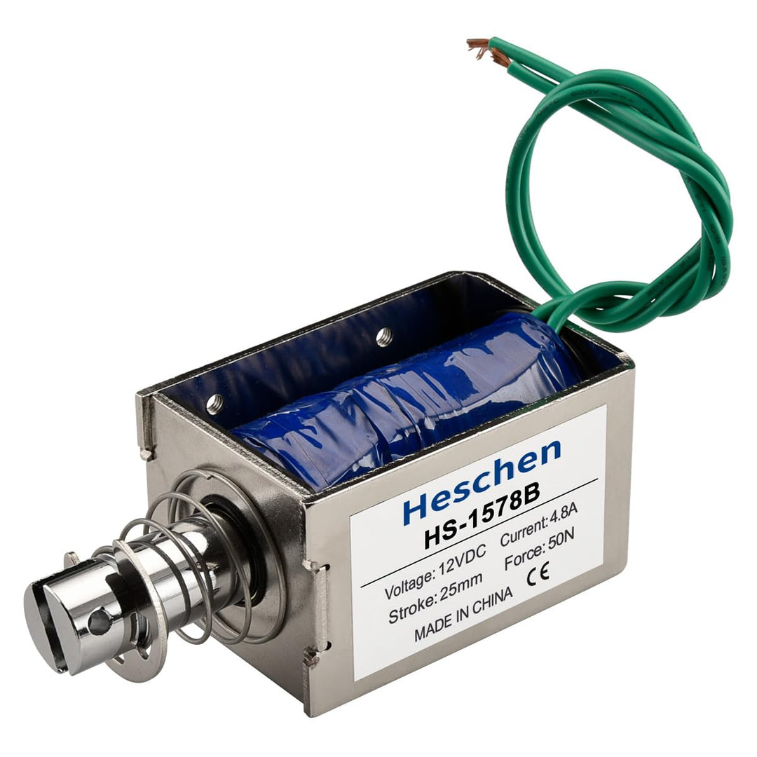 Heschen Magnet-Elektromagnet, HS-1578B, DC12 V, 4,8 A, 25 mm Hub, Kraft 50 N, Push-Pull-Typ, offener