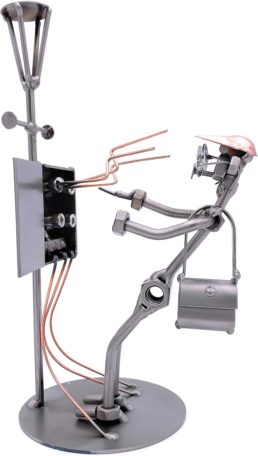 STEEMO Schraubenmännchen Elektriker Handwerker Geschenk Metall-Deko 13x12x24 cm