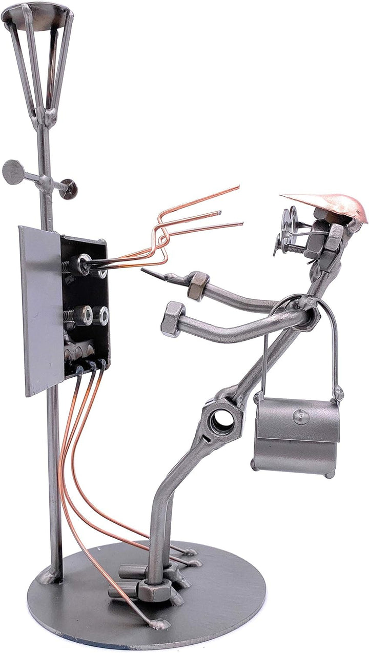 STEEMO Schraubenmännchen Elektriker Handwerker Geschenk Metall-Deko 13x12x24 cm