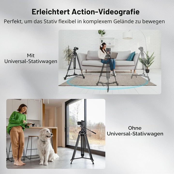 SMALLRIG Universal Fotografie Stativ Wagen, strapazierfähig mit verstellbaren Beinhalterungen und Tr