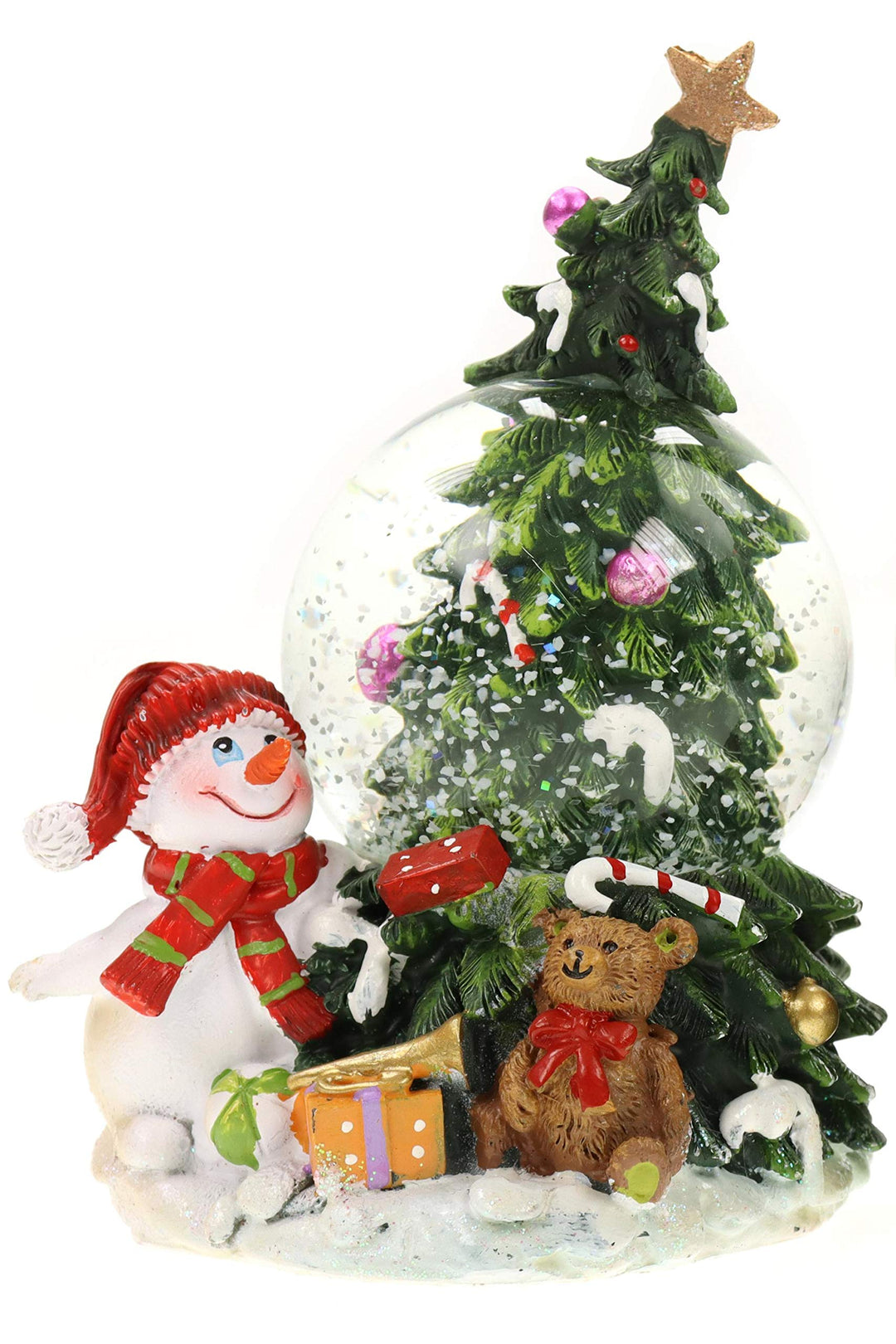 glitzernde Schneekugel weihnachtliche Schüttelkugel Weihnachtsmann/Schneemann mit geschmücktem Weihn