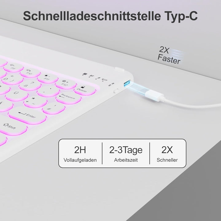 ZOPSGYU Hülle mit Tastatur für iPad A16 11. /10. Generation (2025/2022, 11/10,9 Zoll), Farben Beleuc