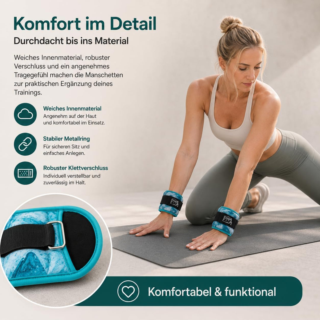 2er Set Gewichtsmanschetten in stylischen Mustern - Gewichte für Arme und Beine [0,5 kg 1kg 1,5kg] 2