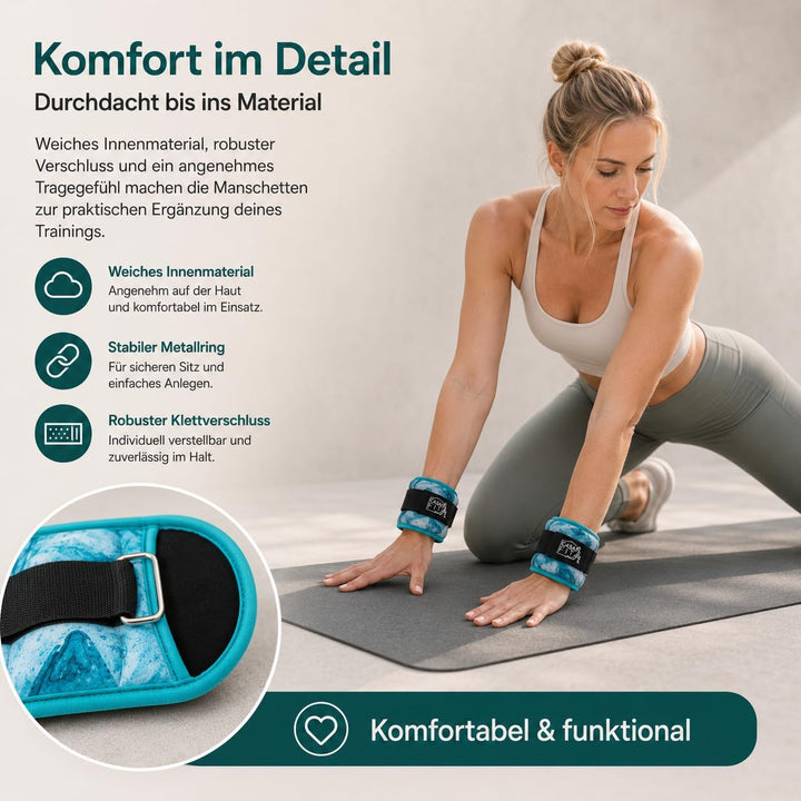 2er Set Gewichtsmanschetten in stylischen Mustern - Gewichte für Arme und Beine [0,5 kg 1kg 1,5kg] 2