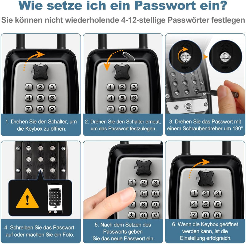 ENONEO Schlüsseltresor mit Zahlencode Schlüsselbox mit Bügel Ultra-Robustes Kleine Schlüsselsafe Aus