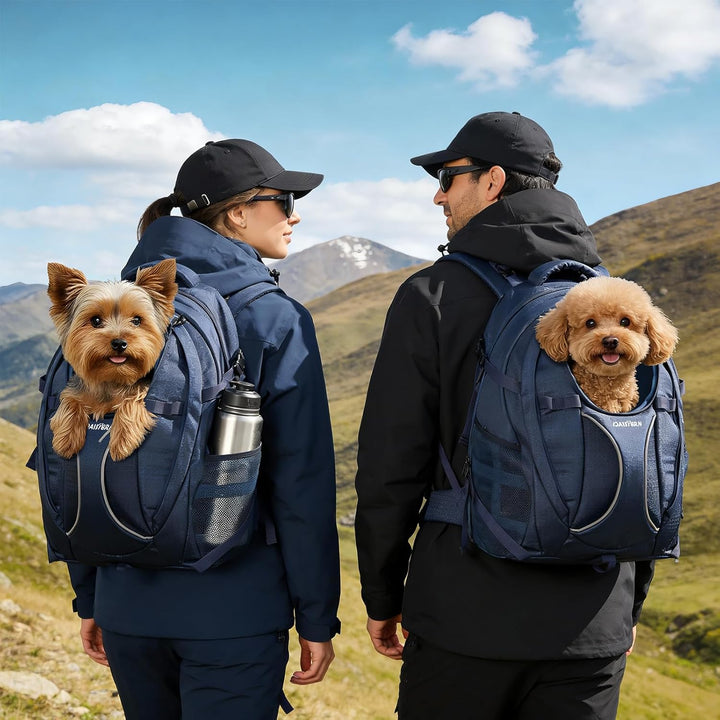 Hunderucksack Wandern bis 8KG, Ergonomischer Katzenrucksack mit Laptopfach & Bequemes Sitzkissen, be