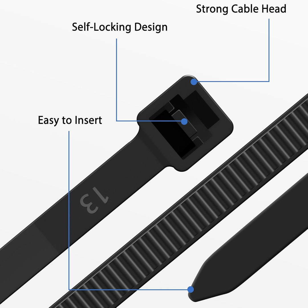 1000 Stück Kabelbinder Schwarz 350mm, Kabelbinder uv Beständig, 4.8mm Breite Cable Ties Zugfestigkei